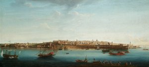 Yksi seitsemästä näkymästä Vallettaan, Maltaan ja sen ympäristöön, noin 1753 (öljy kankaalle).