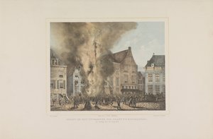Näkymä palon syttymisestä Middelburgissa. sunnuntaina 28. kesäkuuta 1857 (otsikko esineessä) tekijältä Albertus Anthonius Nunnink