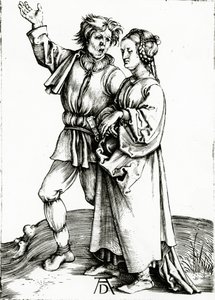 Maalaismainen pariskunta, kaiverrus Johannes Wierix, n. 1565 (kaiverrus) tekijältä Albrecht (after) Durer or Duerer