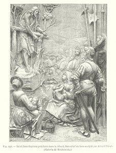 Pyhä Johannes Kastaja saarnaamassa erämaassa (kaiverrus) tekijältä Albrecht (after) Durer or Duerer