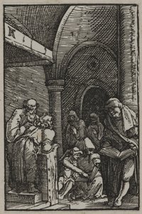 Kristus lääkäreiden joukossa, n. 1515 (puupiirros) tekijältä Albrecht Altdorfer