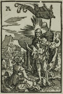 Kristus ilmestyy Magdaleenalle, kirjasta Ihmisen lankeemus ja lunastus. tekijältä Albrecht Altdorfer