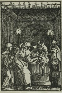 Joakim kieltäytyi uhrista, kappaleesta Ihmisen lankeemus ja lunastus (The Fall and Redemption of Man) tekijältä Albrecht Altdorfer