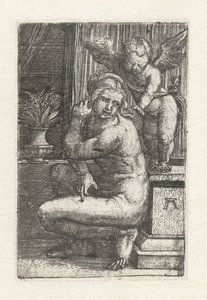 Polvistuva Venus Cupidon kanssa tekijältä Albrecht Altdorfer