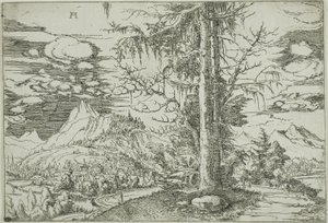 Maisema kaksinkertaisen kuusen kanssa tekijältä Albrecht Altdorfer