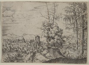 Maisema kahdella männyllä tekijältä Albrecht Altdorfer