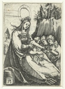 Maria Kristus-lapsen ja kahden pojan kanssa tekijältä Albrecht Altdorfer