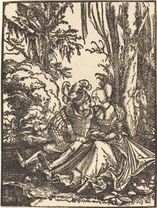Pari rakastavaista maisemassa tekijältä Albrecht Altdorfer