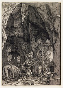 Pyhä Hieronymus luolassa tekijältä Albrecht Altdorfer