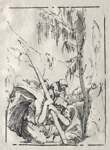 Pyhä Kristofer ylittää veden, Kristus hartioillaan, 1513. tekijältä Albrecht Altdorfer