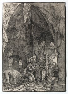 Pyhä Hieronymus luolassa, 1513-1515. tekijältä Albrecht Altdorfer