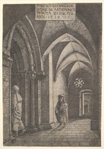 Regensburgin synagogan sisääntulo, 1519. tekijältä Albrecht Altdorfer