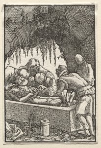 Ihmisen lankeemus ja lunastus: Kristuksen hautaaminen tekijältä Albrecht Altdorfer