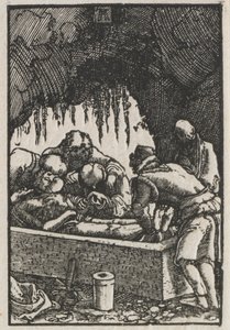 Ihmisen lankeemus ja lunastus: Kristuksen hautaaminen tekijältä Albrecht Altdorfer