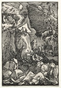 Ihmisen lankeemus ja lunastus: Chirst Öljymäellä, n. 1515. tekijältä Albrecht Altdorfer