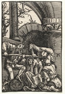 Ihmisen lankeemus ja lunastus: orjantappuroilla kruunattu Kristus, n. 1515. tekijältä Albrecht Altdorfer