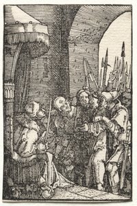 Ihmisen lankeemus ja lunastus: Kristus Pilatuksen edessä tekijältä Albrecht Altdorfer