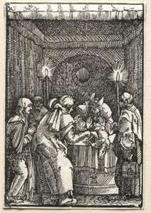 Ihmisen lankeemus ja lunastus: Ylipapin hylkäämä Joachimin uhri, n. 1515. tekijältä Albrecht Altdorfer