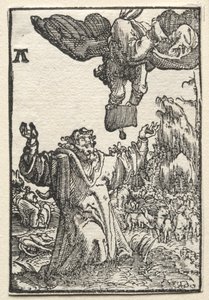 Ihmisen lankeemus ja lunastus: Enkelin viesti Joachimille, n. 1515. tekijältä Albrecht Altdorfer