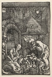 Ihmisen lankeemus ja lunastus: Syntymä, n. 1515. tekijältä Albrecht Altdorfer