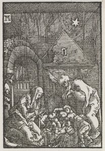 Ihmisen lankeemus ja lunastus: Syntymä, n. 1515. tekijältä Albrecht Altdorfer