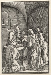 Ihmisen lankeemus ja lunastus: Kristuksen esittely temppelissä tekijältä Albrecht Altdorfer