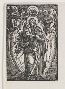 Ihmisen lankeemus ja lunastus: Neitsyt taivaan kuningattarena, n. 1513. tekijältä Albrecht Altdorfer