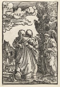 Ihmisen lankeemus ja lunastus: Vierailu, n. 1515. tekijältä Albrecht Altdorfer