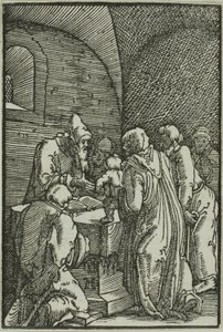 Esitys temppelissä, kirjasta The Fall and Redemption of Man tekijältä Albrecht Altdorfer