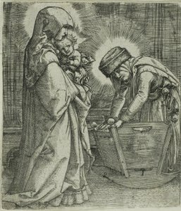 Neitsyt ja lapsi Pyhän Annan kanssa kehdossa tekijältä Albrecht Altdorfer