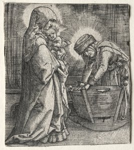 Neitsyt lapsen kanssa ja Pyhä Anna kehdossa, 1520-1526. tekijältä Albrecht Altdorfer