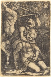 Kaksi satyyriä taistelevat nymfistä tekijältä Albrecht Altdorfer