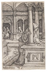 Neitsyt Maria etsii kaksitoistavuotiasta Jeesusta temppelissä, n. 1519. tekijältä Albrecht Altdorfer
