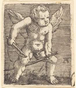 Siivekäs Genii Hobby Horsen ja Piiskan kanssa tekijältä Albrecht Altdorfer