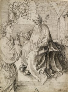 Nuorukainen polvistumassa potentaatin edessä, 1490-luku tekijältä Albrecht Dürer