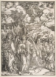 Enkelit hillitsevät neljää tuulta.n.d. tekijältä Albrecht Dürer