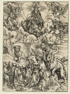 Peto, jolla on kaksi karitsan sarvien kaltaista sarvea tekijältä Albrecht Dürer