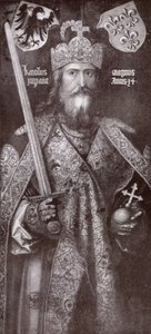 Charlemagne, kuvitus A. R. Hope Moncrieffin teoksesta "Romance and Legend of Chivalry" tekijältä Albrecht Dürer