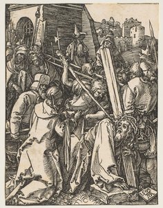 Kristus kantaa ristiä, pienestä kärsimyksestä, n. 1509. tekijältä Albrecht Dürer