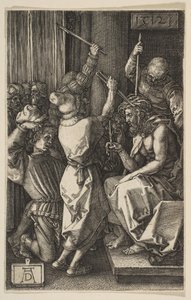Kristus, orjantappuroilla kruunattu, kaiverretusta kärsimyksestä, 1512. tekijältä Albrecht Dürer