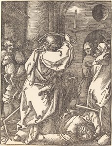 Kristus karkottaa rahanlainaajat temppelistä tekijältä Albrecht Dürer