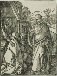 Kristus jättää äitinsä, pienestä puupiirrospassiosta tekijältä Albrecht Dürer