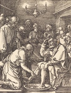 Kristus pesee opetuslasten jalkoja, luultavasti n. 15091510. tekijältä Albrecht Dürer