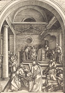 Kristus lääkäreiden joukossa, n. 15031504. tekijältä Albrecht Dürer