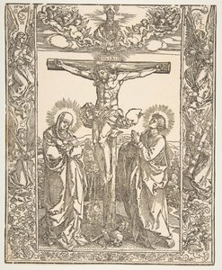 Kristus ristillä Neitsyen ja Pyhän Johanneksen välillä, 1516. tekijältä Albrecht Dürer