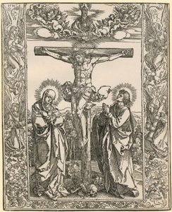 Ristiinnaulittu Kristus, jota ympäröi enkelikuvio tekijältä Albrecht Dürer
