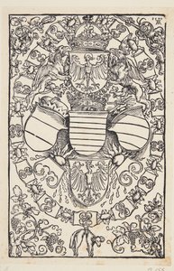 Maximilian I:n vaakuna roomalaisten kuninkaana tekijältä Albrecht Dürer