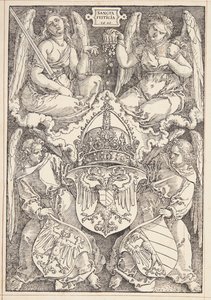 Imperiumin vaakuna ja Nürnbergin kaupunki tekijältä Albrecht Dürer
