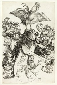 Vaakuna leijonan ja kukon kanssa tekijältä Albrecht Dürer