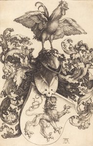Vaakuna, jossa leijona ja kukko, 15021503. tekijältä Albrecht Dürer